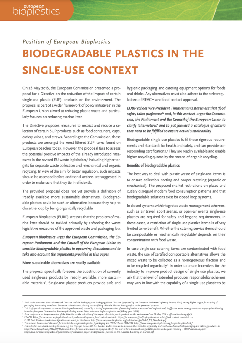 Biodegradable Plastics In The Single-use Context – European Bioplastics ...