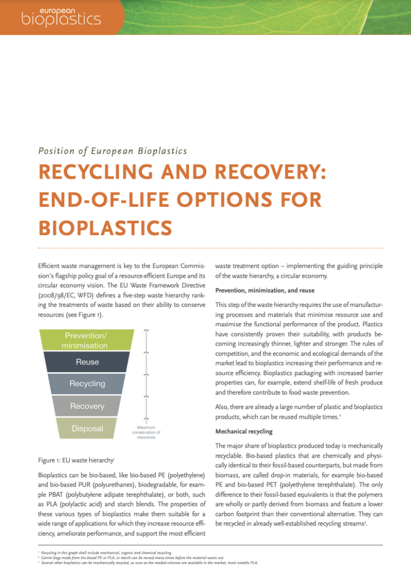 Recycling And Recovery: End-of-life Options For Bioplastics – European ...